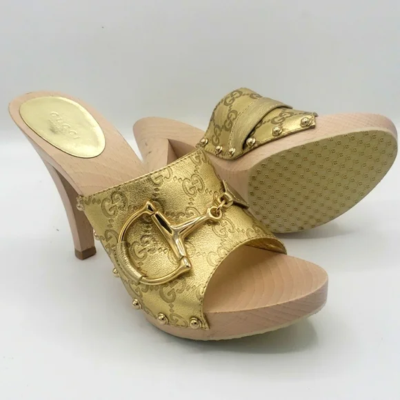 Gucci clog size 9 1/2 NEW COLOR GOLD 100% AUTHENTIC